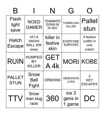 Christmas Event Bingo Card