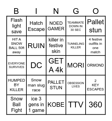 Christmas Event Bingo Card