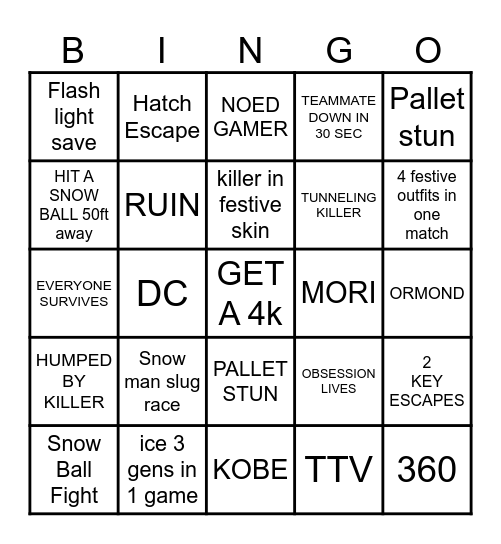 Christmas Event Bingo Card