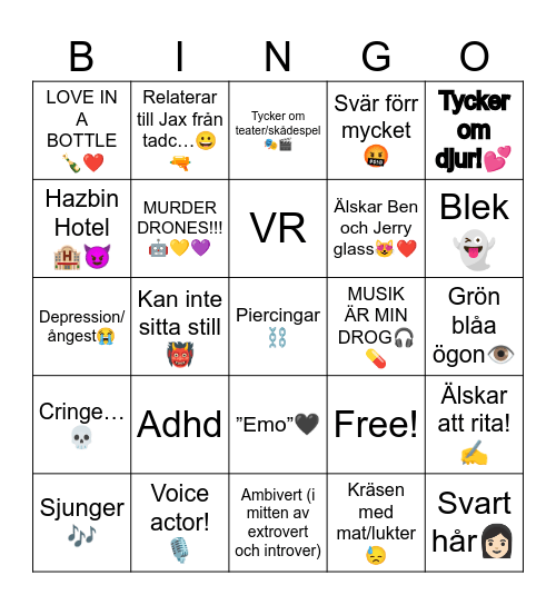 Hur lik Nellie är du??? Bingo Card
