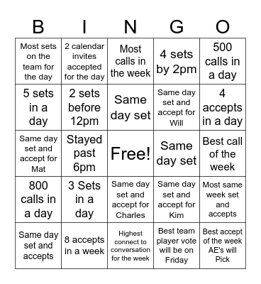 SDR Bingo Card