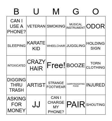 BUMGO Bingo Card