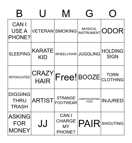 BUMGO Bingo Card