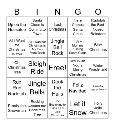 Holiday Music Bingo! Bingo Card