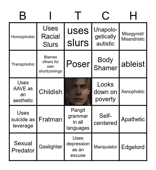 Bad Person Bingo Card