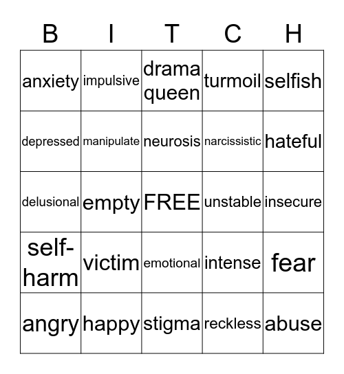 Borderline BINGO Card