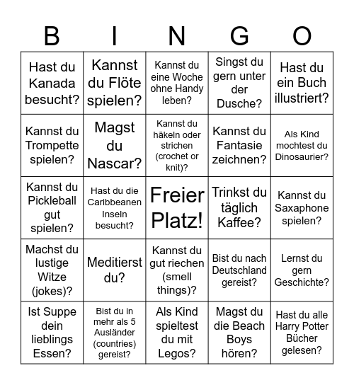 GNHS New Member Eisbrecher Bingo Card