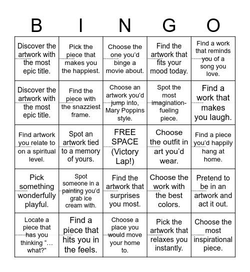 GRAM GALLERY BINGO Card