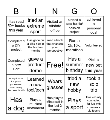 YEAR END Bingo Card