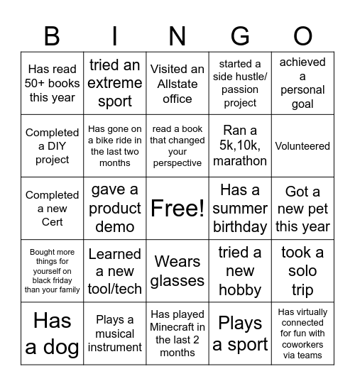 YEAR END Bingo Card