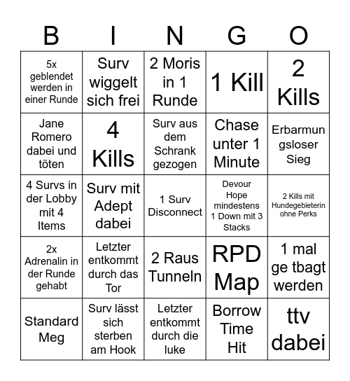 Survbingo mit Schatz Bingo Card