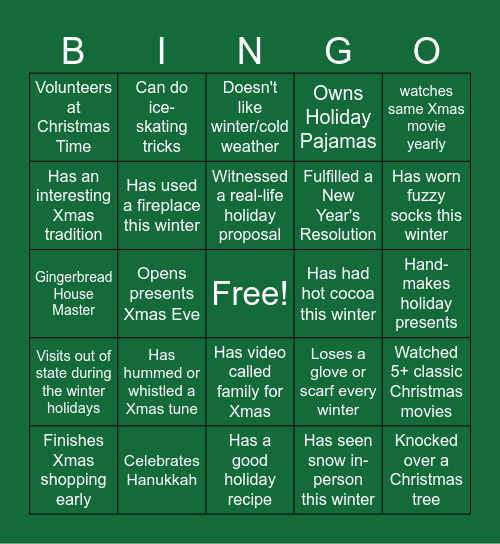 Christmas Bingo! Bingo Card
