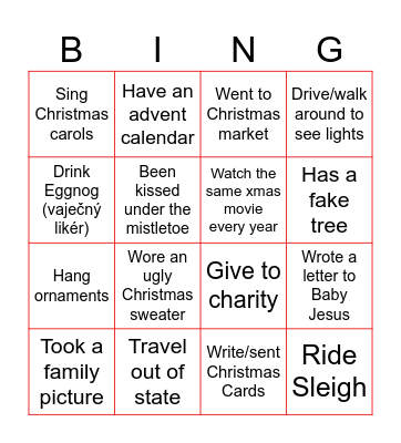 How was your Christmas? Bingo Card