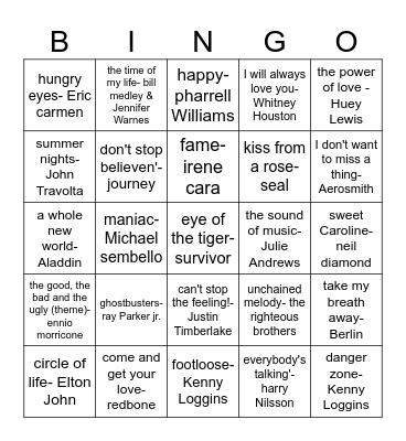 bingo- famous movies Bingo Card