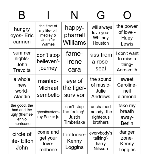 bingo- famous movies Bingo Card