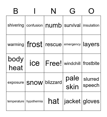 Cold Emergencies Bingo Card
