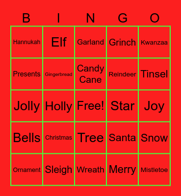Holiday Bingo! Bingo Card