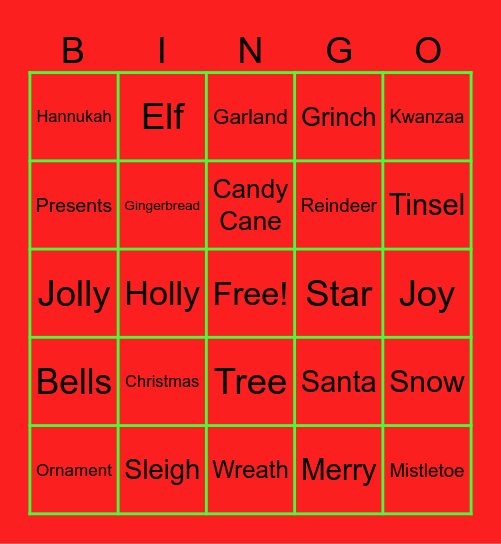 Holiday Bingo! Bingo Card