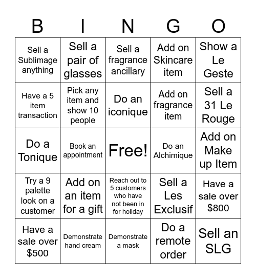 Chanel Bingo Card