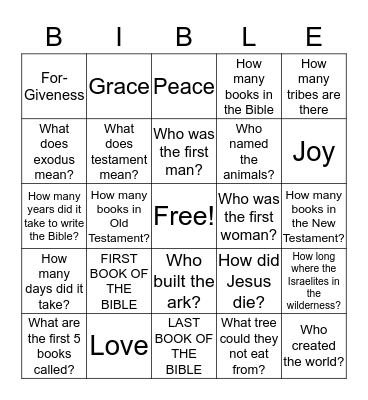 Bible Bingo Card