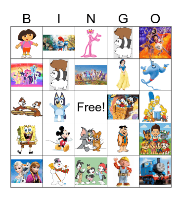 Cartoon Character Bingo Card