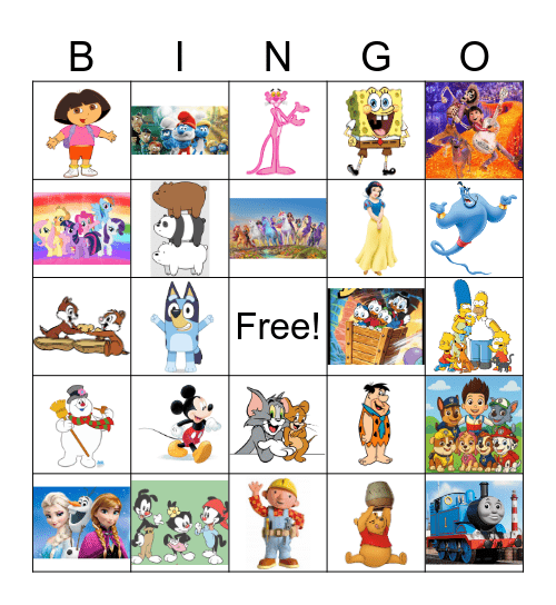 Cartoon Character Bingo Card