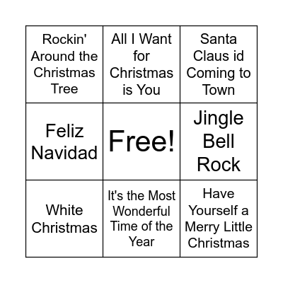 Christmas Songs Bingo Card