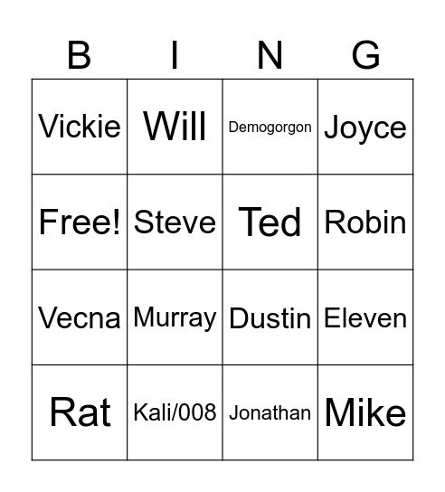 S5 deaths Bingo Card