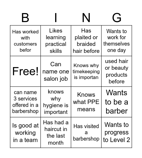 Find Someone Who…” – Hair & Beauty Bingo Card