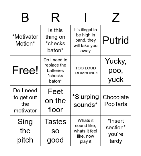 Brizzi Bingo Card