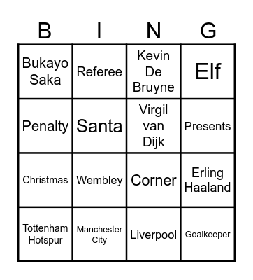 Football Christmas Bingo Card