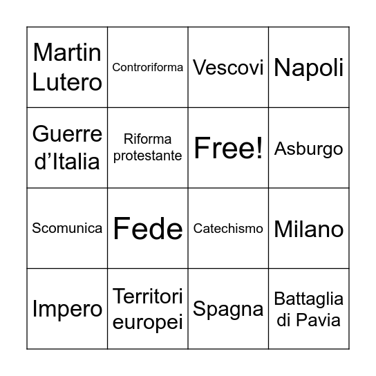 Storia! Bingo Card