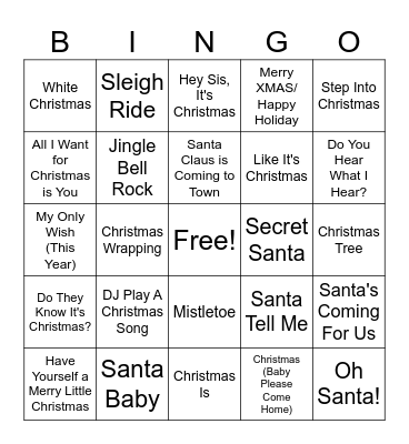 OUT Holiday Bingo Card