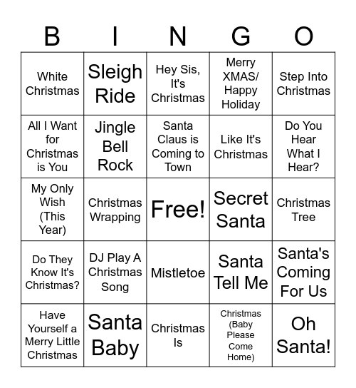 OUT Holiday Bingo Card