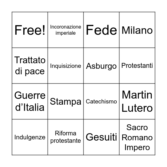 Storia! Bingo Card