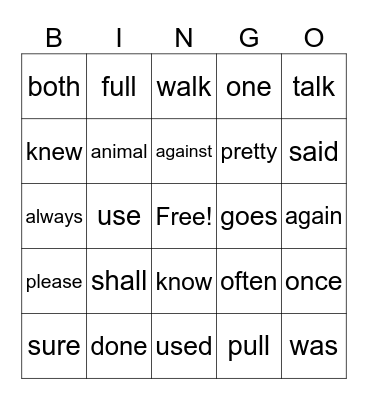2nd Grade Trick Words Units 1-5 Bingo Card