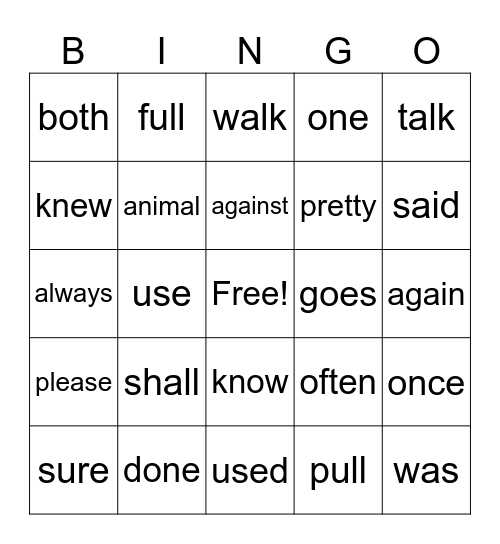 2nd Grade Trick Words Units 1-5 Bingo Card