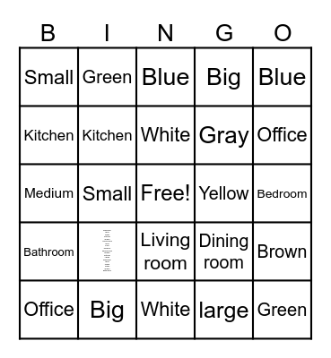 Adjective Bingo Card