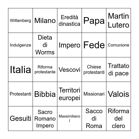 Storia! Bingo Card