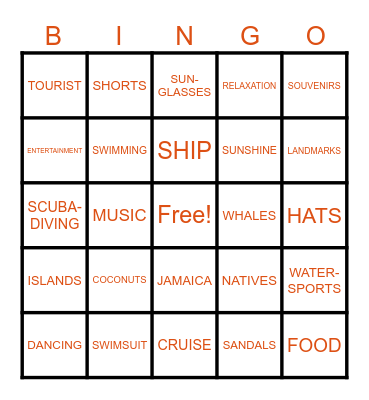 CRUISING THE CARIBBEAN Bingo Card