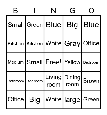 Adjective Bingo Card