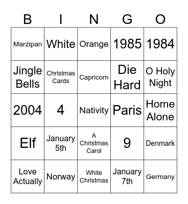 LPRD Christmas Bingo Card
