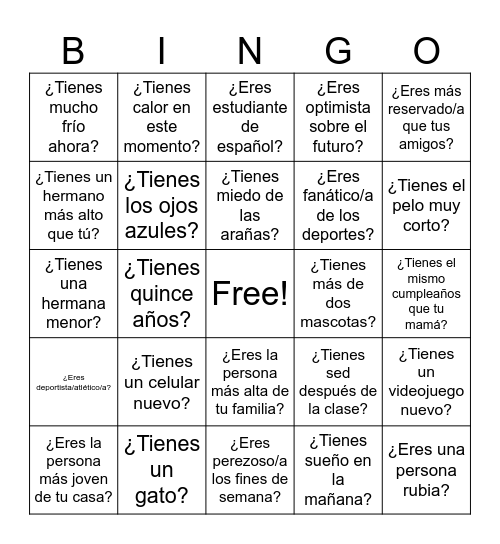 Human Bingo Card
