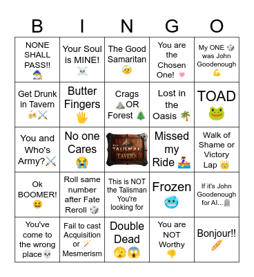 Talisman Xmas Special Bingo Card