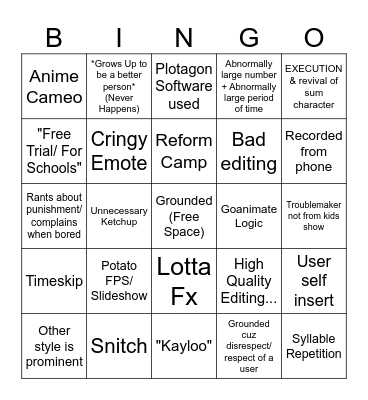 Bingo gets grounded Bingo Card