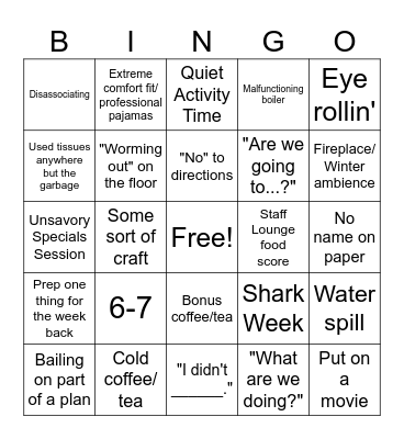 Week Before Winter Break Bingo Card