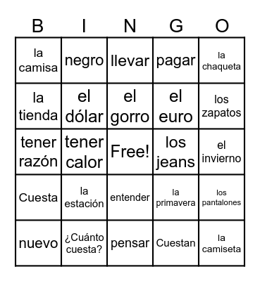 U4L1 - Bingo Card