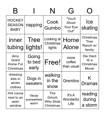 Winter Bingo Card
