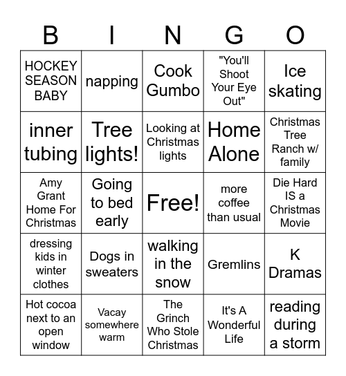 Winter Bingo Card
