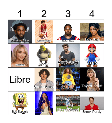 U2U2 Las Personas Famosas Bingo Card